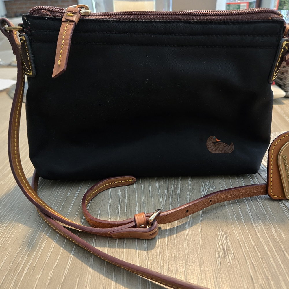 Dooney & Bourke Black and Brown Crossbody Bag with Adjustable Strap